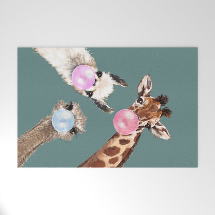 Bubble Gum Gang Dark Green Welcome Mat Gallery Image 1