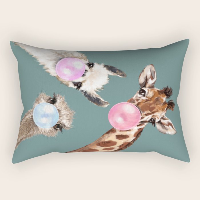 Bubble Gum Gang Dark Green Rectangular Pillow Gallery Image 2