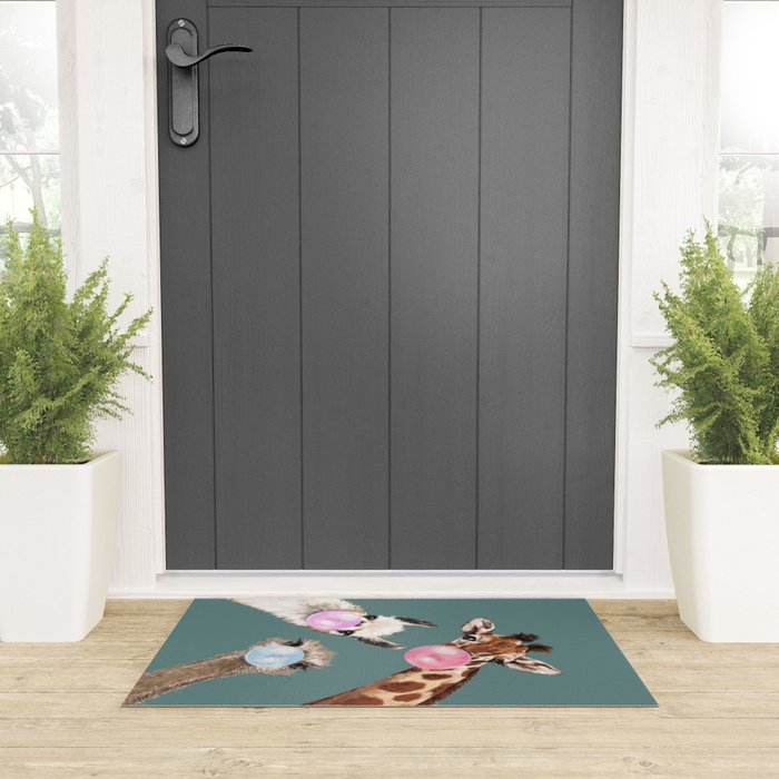 Bubble Gum Gang Dark Green Welcome Mat Gallery Image 3