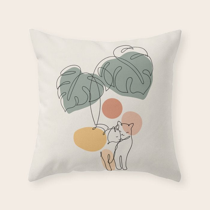 Cat and Plant 36 Throw Pillow Gallery Image 6