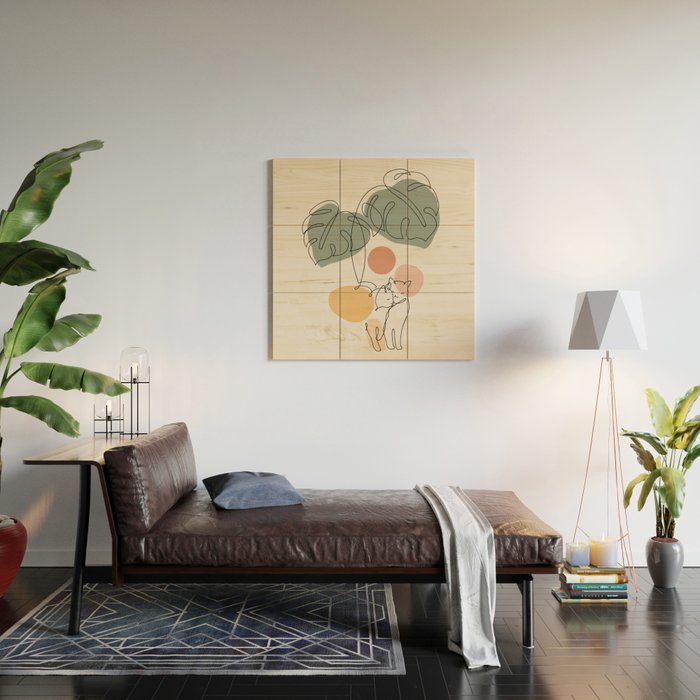 Cat and Plant 36 Wood Wall Art Gallery Image 2