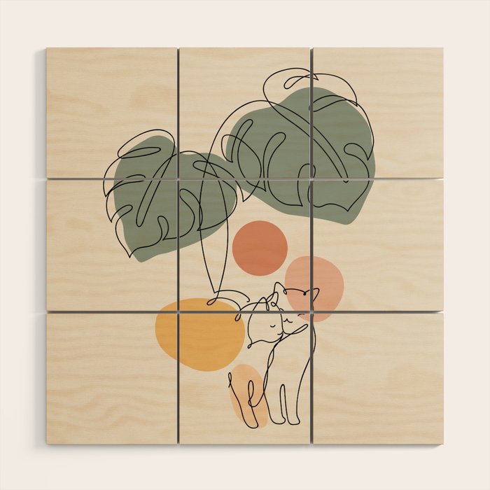 Cat and Plant 36 Wood Wall Art Gallery Image 1