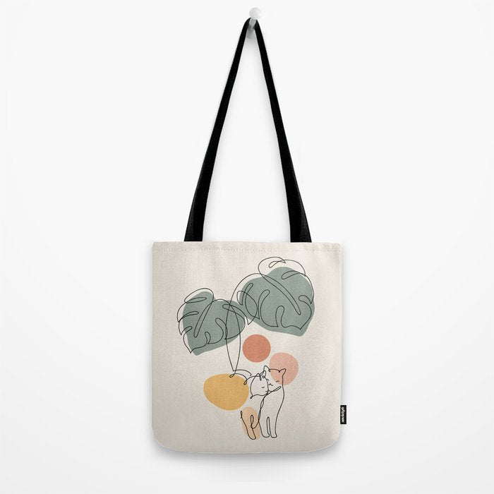 Cat and Plant 36 Tote Bag Gallery Image 2