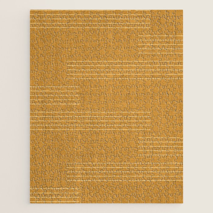 Minimal, Fine Stripe, Pattern, in Yellow Jigsaw Puzzle Gallery Image 1