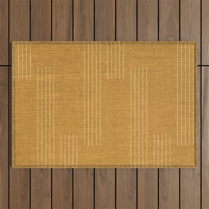 Minimal, Fine Stripe, Pattern, in Yellow Outdoor Rug Gallery Image 1