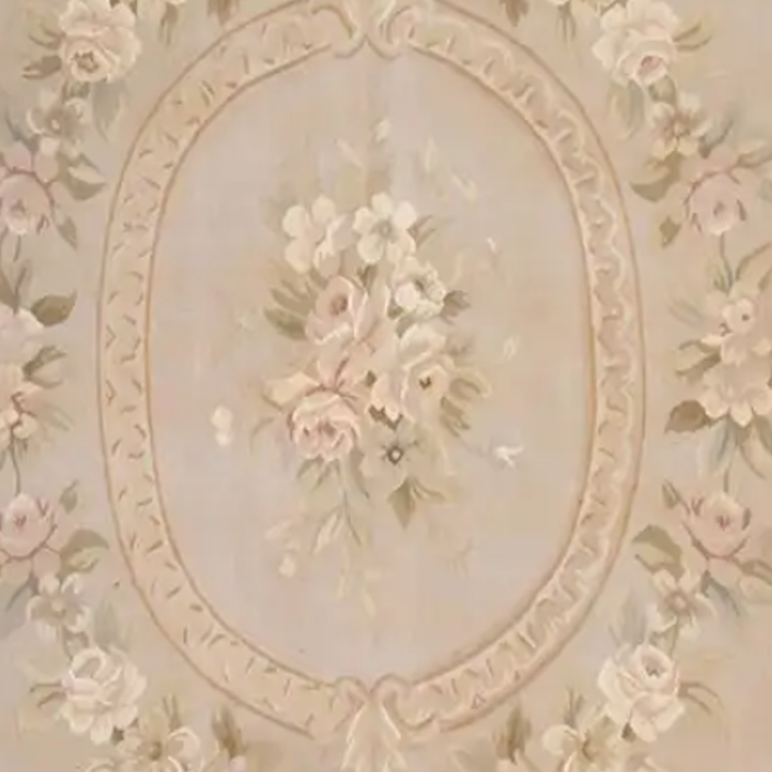 Antique French Aubusson Carpet Beige Rose Floral Coffee Mug Gallery Image 2
