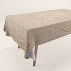 Antique French Aubusson Carpet Beige Rose Floral Tablecloth Gallery Image 1