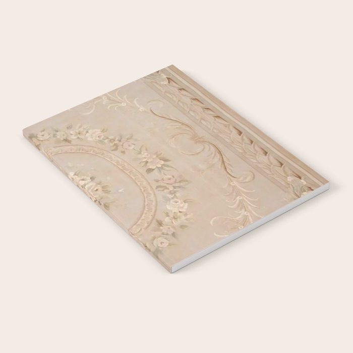 Antique French Aubusson Carpet Beige Rose Floral Notebook Gallery Image 1