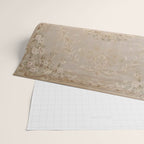 Antique French Aubusson Carpet Beige Rose Floral Wrapping Paper Gallery Image 2