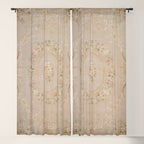 Antique French Aubusson Carpet Beige Rose Floral Window Curtain Gallery Image 5