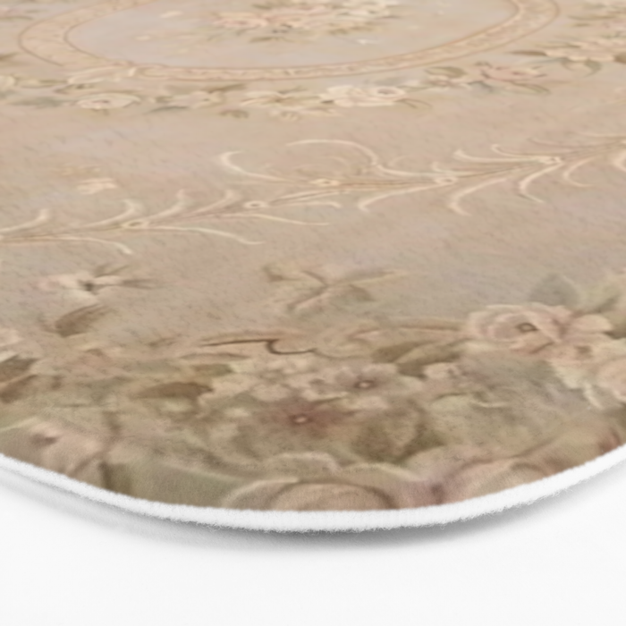 Antique French Aubusson Carpet Beige Rose Floral Bath Mat Gallery Image 3