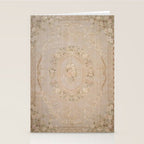 Antique French Aubusson Carpet Beige Rose Floral Stationery Card Gallery Image 2