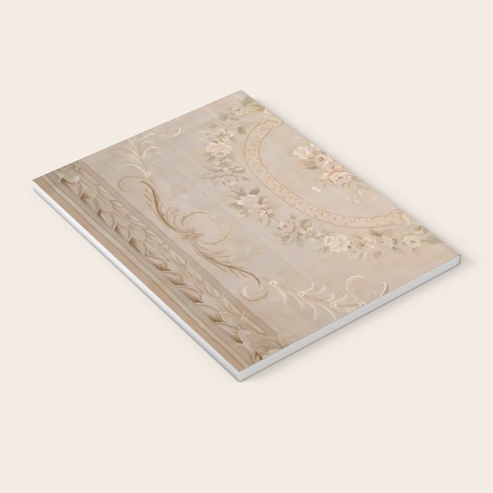 Antique French Aubusson Carpet Beige Rose Floral Notebook Gallery Image 3