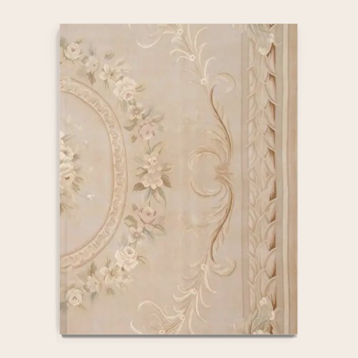Antique French Aubusson Carpet Beige Rose Floral Notebook Gallery Image 4