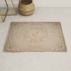 Antique French Aubusson Carpet Beige Rose Floral Rug Gallery Image 1