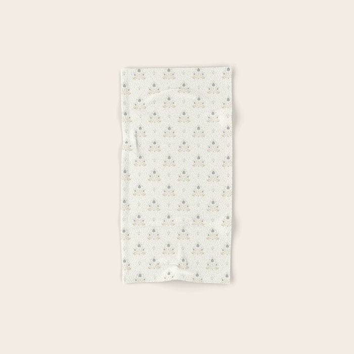 Cafe Floral Vintage Block Print - Blue Gold Bath Towel Gallery Image 1