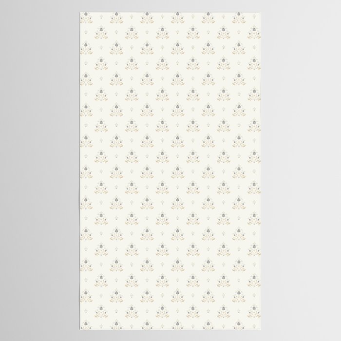 Cafe Floral Vintage Block Print - Blue Gold Tablecloth Gallery Image 2