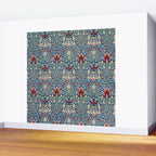 William Morris Vintage Snakeshead Blue & Red Pattern Wall Mural Gallery Image 2