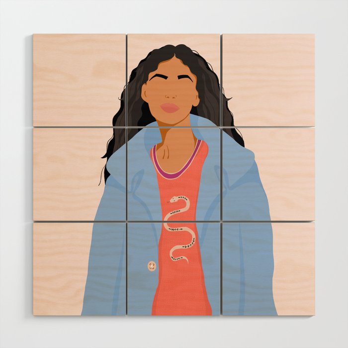 Girl With Snake T-Shirt Wood Wall Art Gallery Image 1