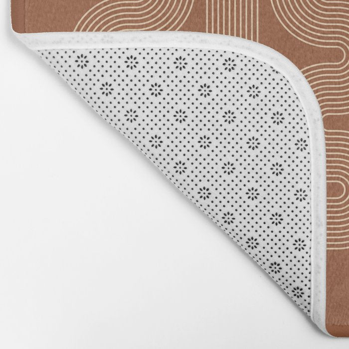 Geometric Lines in Terracotta and Beige 76 (Mid century Midern Rainbow Abstract) Bath Mat Gallery Image 2