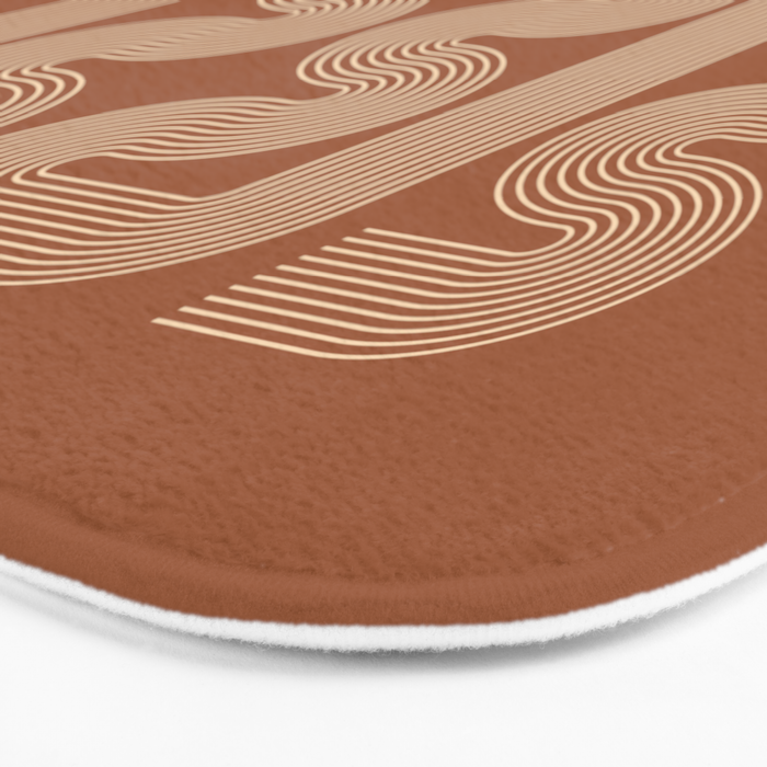 Geometric Lines in Terracotta and Beige 76 (Mid century Midern Rainbow Abstract) Bath Mat Gallery Image 3