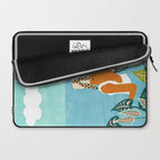 The Pursuit Of Happiness, Woman Ocean Travel Swim Illustration, Bohemian Fashion Tropical Laptop Sleeve Gallery Image 2