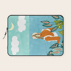 The Pursuit Of Happiness, Woman Ocean Travel Swim Illustration, Bohemian Fashion Tropical Laptop Sleeve Gallery Image 1