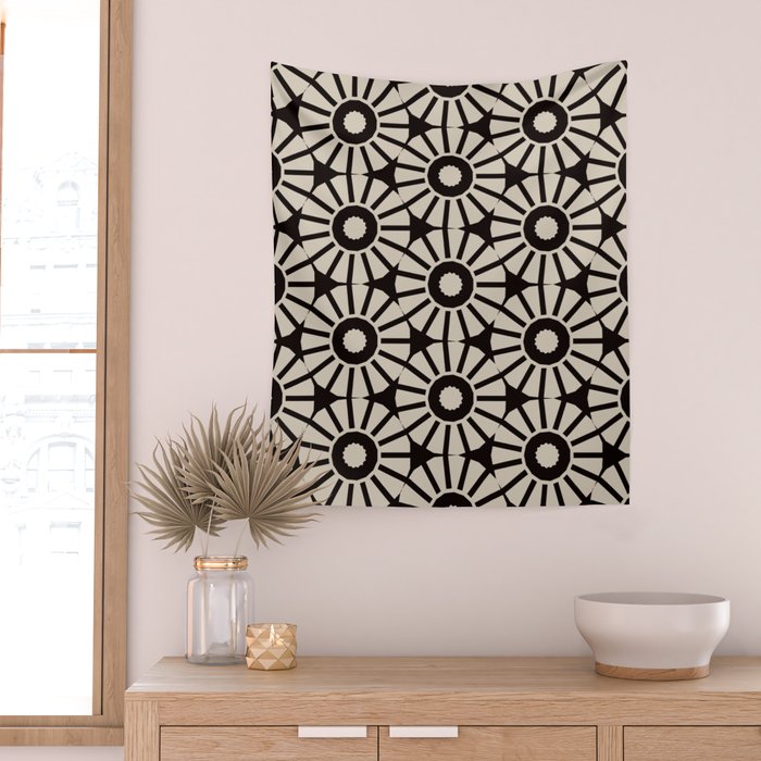 Minimalist Geometric Floral Pattern Wall Tapestry Gallery Image 2