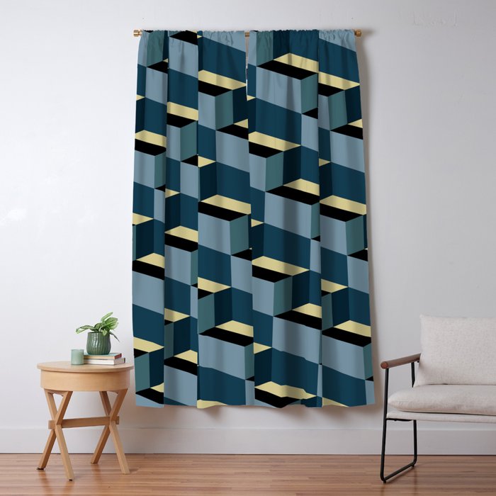 Cuboid Mid Century Abstract Shapes Pattern III Window Curtain Gallery Image 1