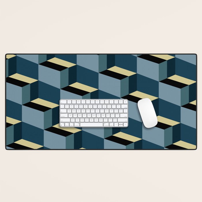 Cuboid Mid Century Abstract Shapes Pattern III Desk Mat Gallery Image 1