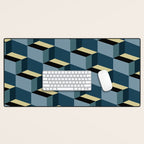 Cuboid Mid Century Abstract Shapes Pattern III Desk Mat Gallery Image 1
