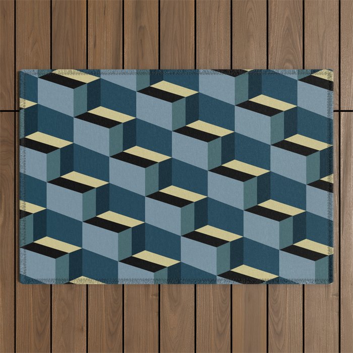 Cuboid Mid Century Abstract Shapes Pattern III Outdoor Rug Gallery Image 1