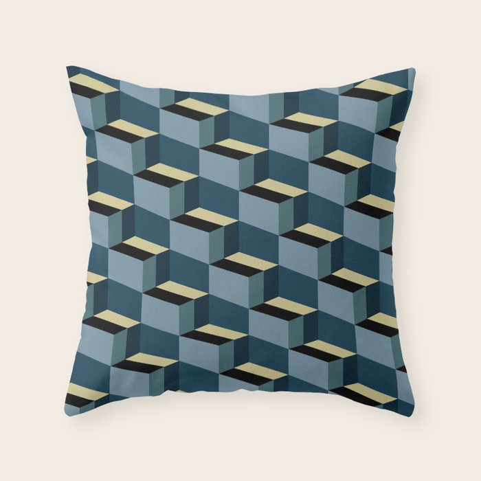 Cuboid Mid Century Abstract Shapes Pattern III Throw Pillow Gallery Image 6
