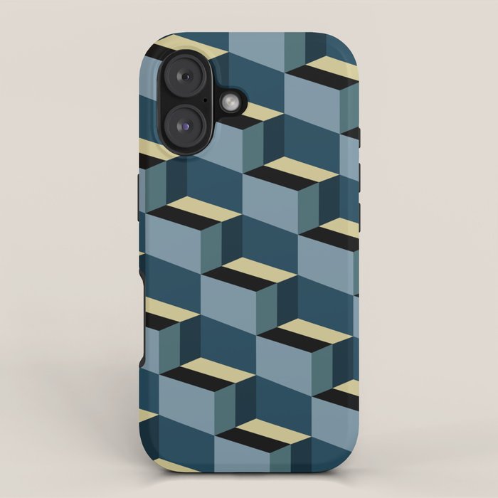 Cuboid Mid Century Abstract Shapes Pattern III iPhone Case Gallery Image 1