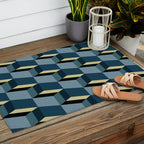 Cuboid Mid Century Abstract Shapes Pattern III Outdoor Rug Gallery Image 2