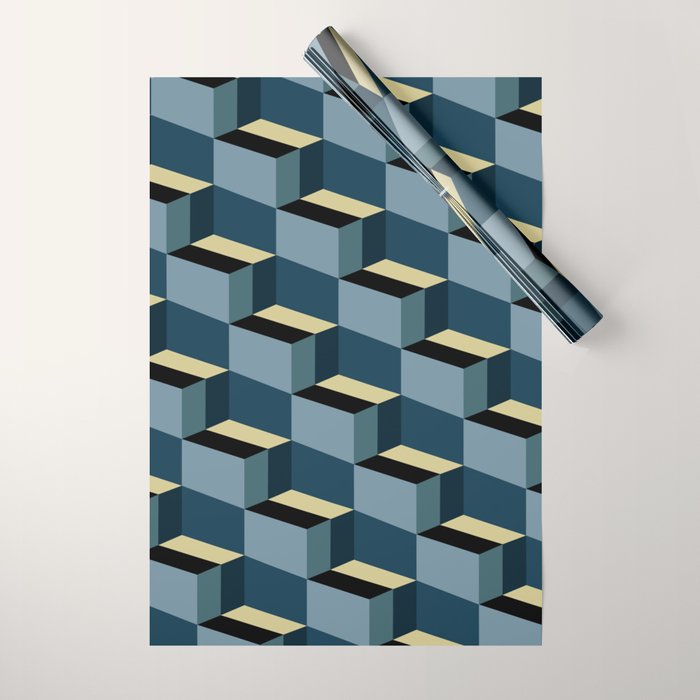 Cuboid Mid Century Abstract Shapes Pattern III Wrapping Paper Gallery Image 1
