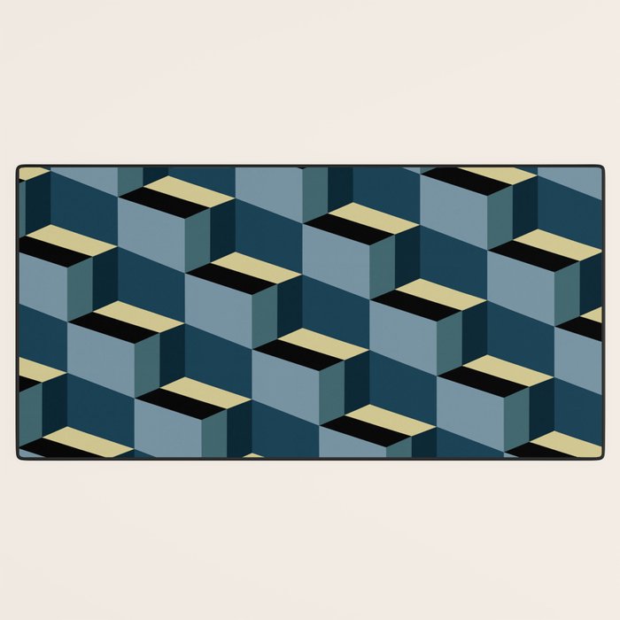 Cuboid Mid Century Abstract Shapes Pattern III Desk Mat Gallery Image 3