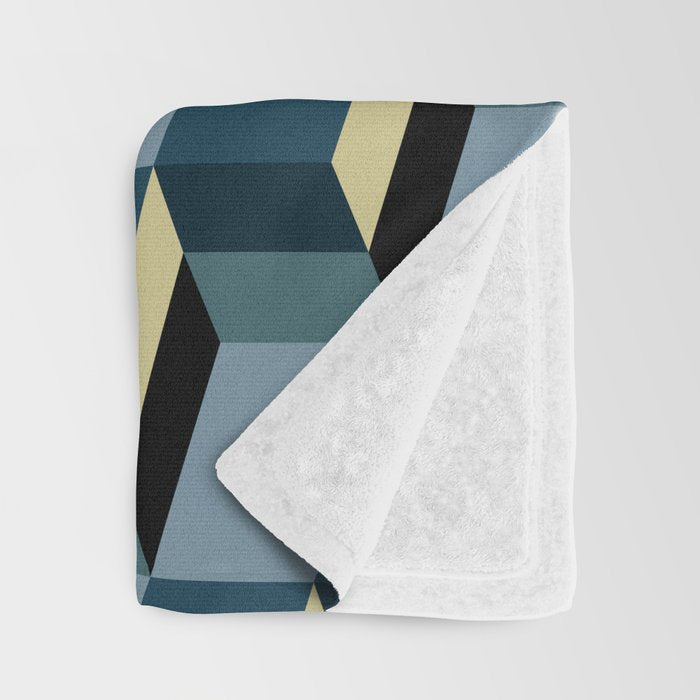 Cuboid Mid Century Abstract Shapes Pattern III Throw Blanket Gallery Image 3