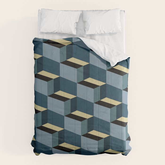 Cuboid Mid Century Abstract Shapes Pattern III Comforter Gallery Image 6