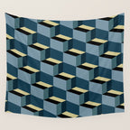 Cuboid Mid Century Abstract Shapes Pattern III Wall Tapestry Gallery Image 4