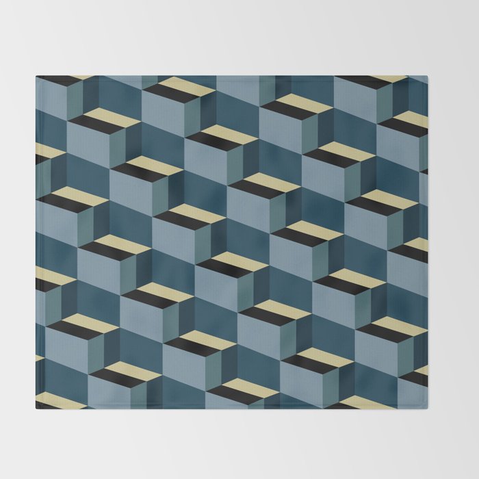 Cuboid Mid Century Abstract Shapes Pattern III Throw Blanket Gallery Image 2