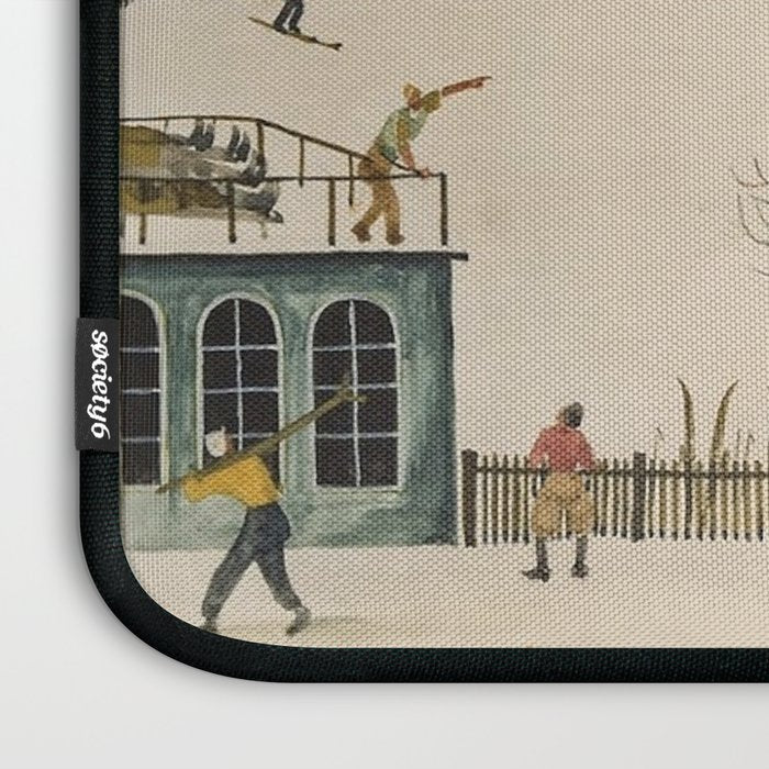 The Practice Slope winter skiing landscape painting by Franz Sedlacek  Laptop Sleeve Gallery Image 3