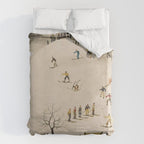 The Practice Slope winter skiing landscape painting by Franz Sedlacek  Duvet Cover Gallery Image 6