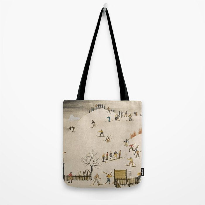 The Practice Slope winter skiing landscape painting by Franz Sedlacek  Tote Bag Gallery Image 2
