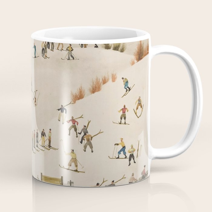 The Practice Slope winter skiing landscape painting by Franz Sedlacek  Coffee Mug Gallery Image 1
