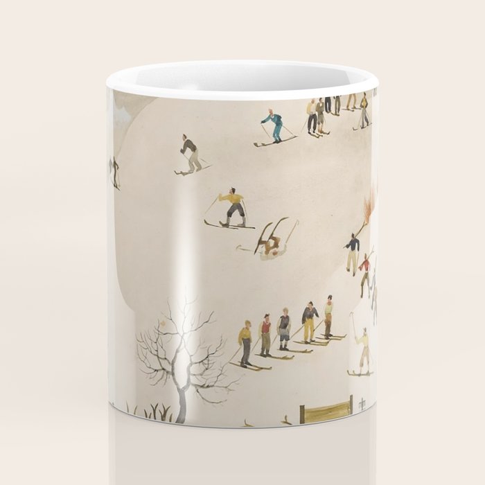 The Practice Slope winter skiing landscape painting by Franz Sedlacek  Coffee Mug Gallery Image 4