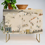 The Practice Slope winter skiing landscape painting by Franz Sedlacek  Credenza Gallery Image 1