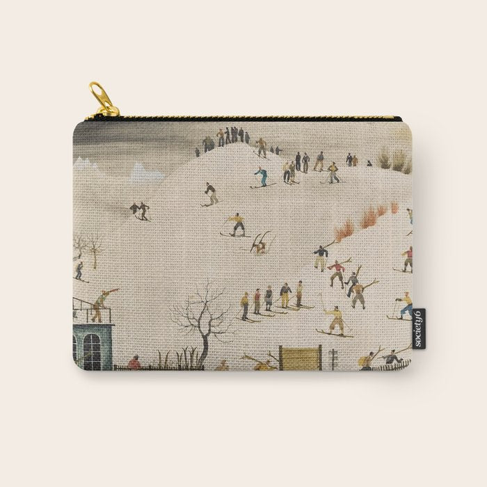 The Practice Slope winter skiing landscape painting by Franz Sedlacek  Carry All Pouch Gallery Image 1
