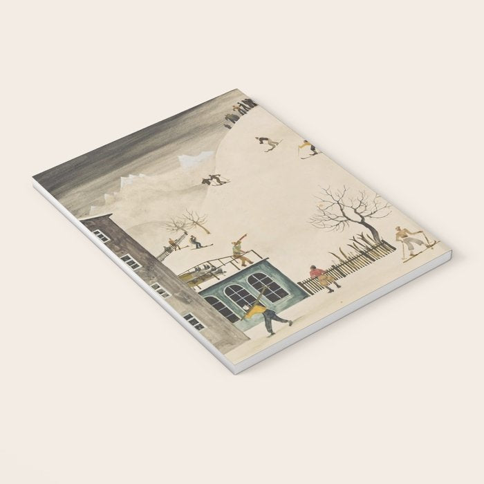 The Practice Slope winter skiing landscape painting by Franz Sedlacek  Notebook Gallery Image 3