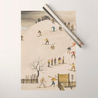The Practice Slope winter skiing landscape painting by Franz Sedlacek  Wrapping Paper Gallery Image 1